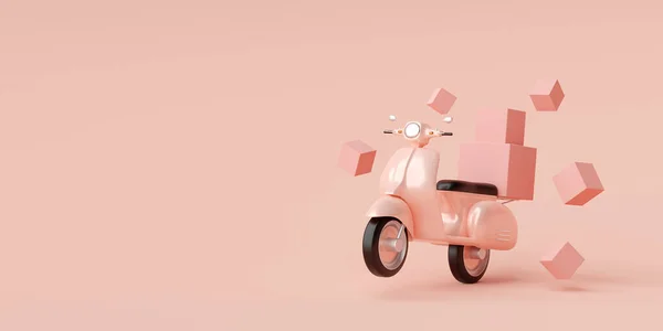 Teslimat servisi, ulaşım ya da yiyecek teslimatı scooter, 3D