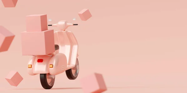 Teslimat servisi, ulaşım ya da yiyecek teslimatı scooter, 3D