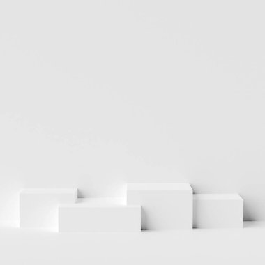 Ürün reklamları için minimum geometrik şekilli podyum sahnesi, 3D görüntüleme