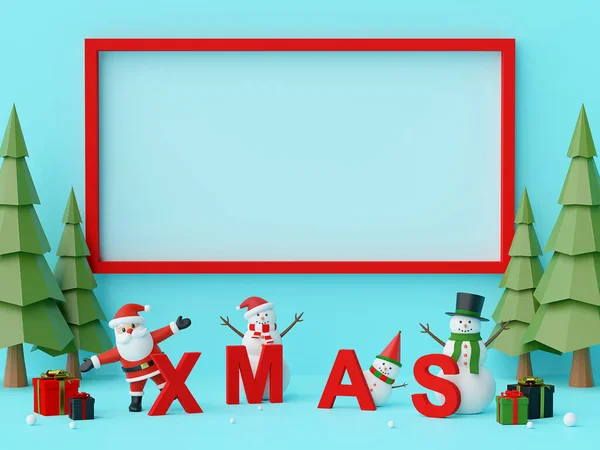 Счастливого Рождества Нового Года Санта Клауса Рождественского Шалактера Буквами Xmas — стоковое фото