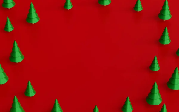Різдвяна Ялинка Порожнім Простором Червоному Тлі Візуалізація — стокове фото