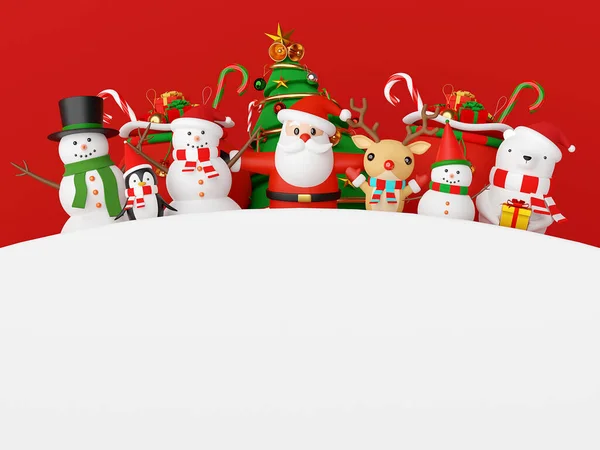 Feliz Navidad Feliz Año Nuevo Santa Claus Amigos Con Espacio — Foto de Stock
