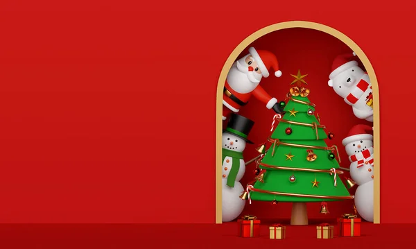 Feliz Navidad Feliz Año Nuevo Árbol Navidad Con Papá Noel — Foto de Stock