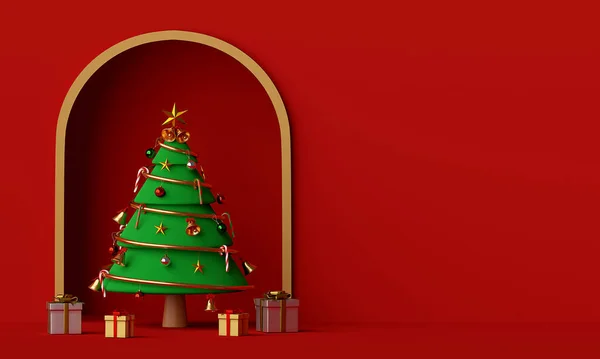Buon Natale Felice Anno Nuovo Scena Albero Natale Regalo Con — Foto Stock