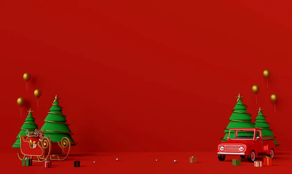 Buon Natale Felice Anno Nuovo Scena Camion Natale Pieno Regali — Foto Stock