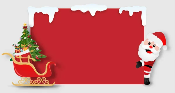 Origami Papierkunst Von Weihnachtsmann Mit Schlitten Kopierraum Leeren Hintergrund Frohe — Stockvektor