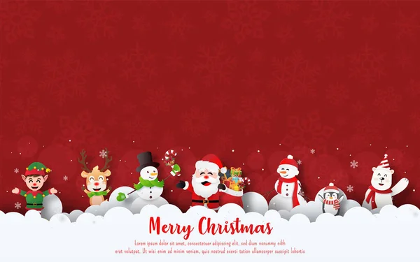 Mutlu Noeller ve mutlu yıllar, Noel Baba ve gökyüzündeki boş uzay arkadaşlarıyla Noel partisinin Noel afişi.
