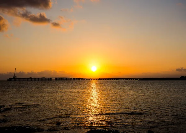 Luz Solar Sol Nasce Sobre Mar Fundo Por Sol — Fotografia de Stock