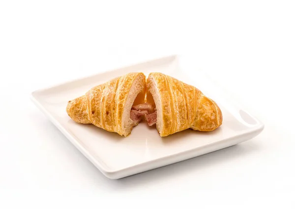 Croissant Bílém Pozadí — Stock fotografie