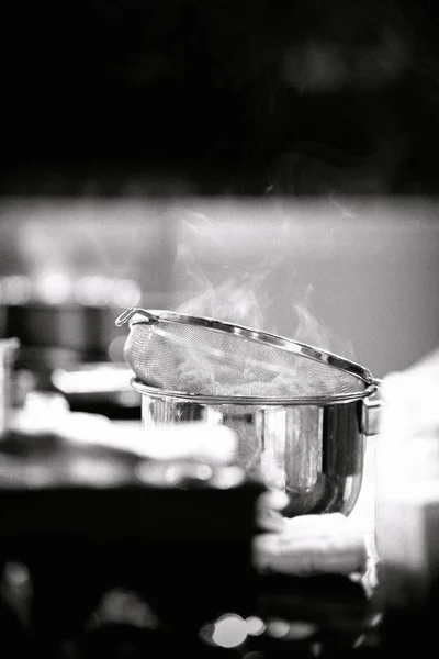 Посуда Нержавеющей Стали Набор Посуды Горшки Нержавеющей Стали Кухонные Принадлежности — стоковое фото