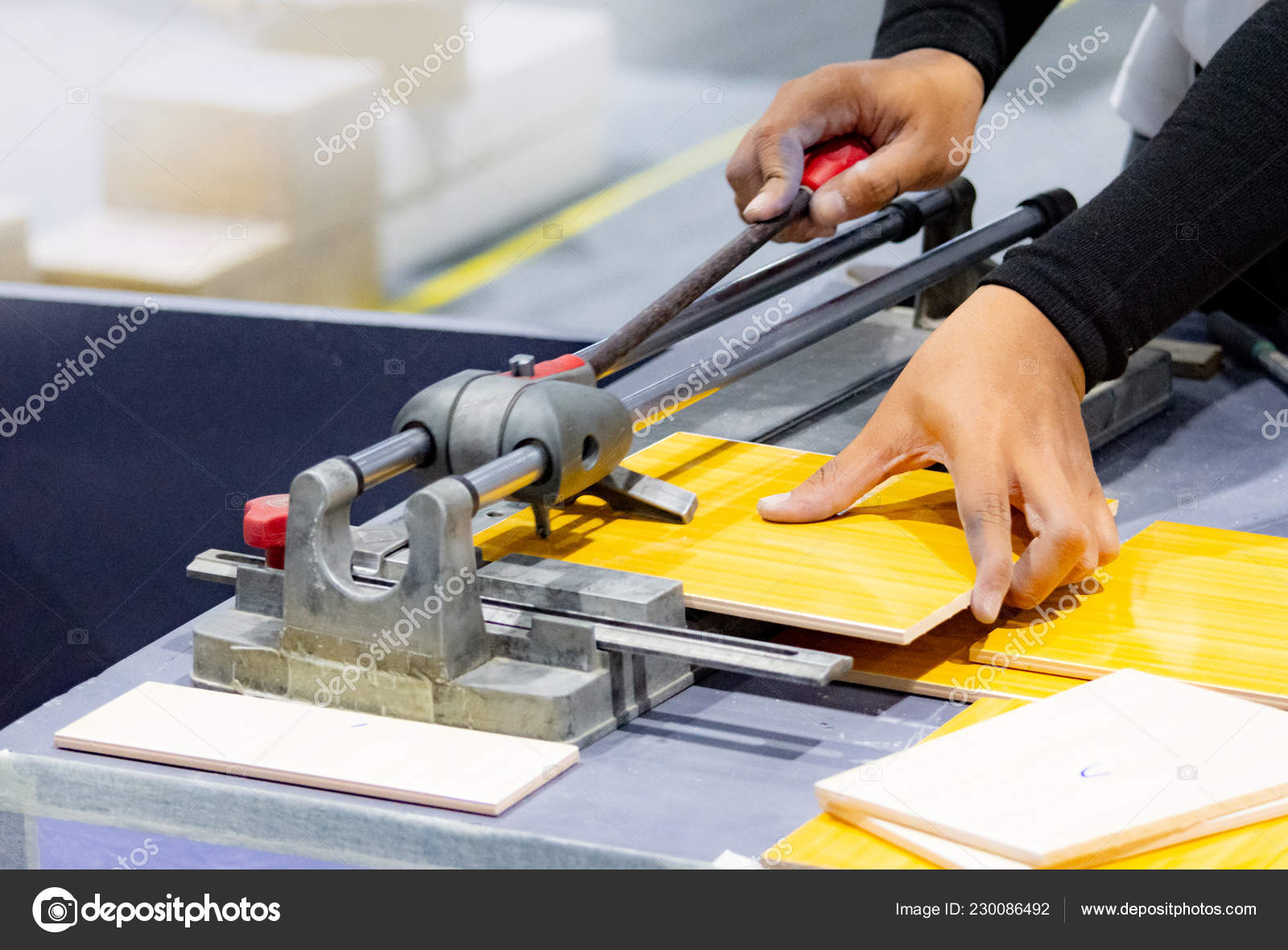 Cutting Floor Tiles Using Tile Cutter Machine Cutting Ceramic