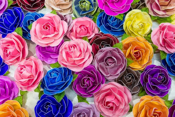 Silk Roses Flowers Background Stock Photo