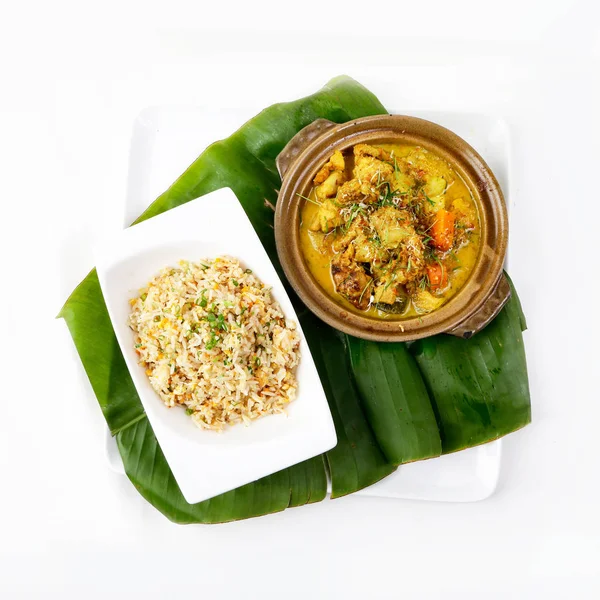 Curry Tailandese Con Riso Fritto Riso Fritto Tailandese Autentico Cucina — Foto Stock