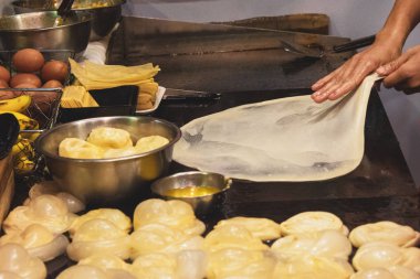 Roti pişirme işlemi, Hint geleneksel sokak Canai yapım