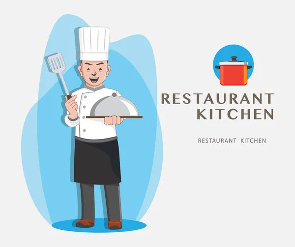 Şef Vektör Llüstrasyon Tasarımı Profesyonel Aşçı Mutfağı — Stok Vektör