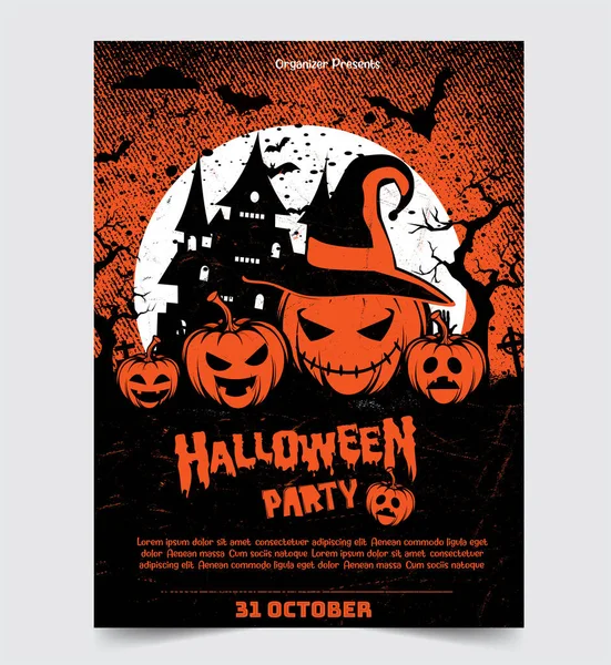 Halloween Nacht Feest Achtergrond Met Volle Maan Halloween Banners Met — Stockvector