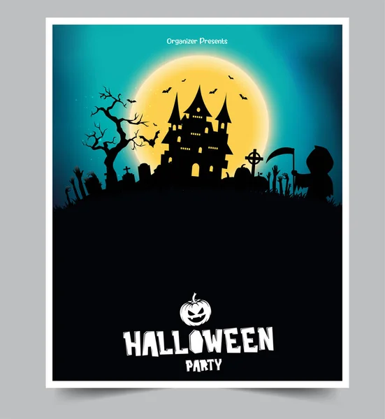 Halloween Noční Večírek Pozadí Úplňku Halloween Bannery Dýní — Stockový vektor