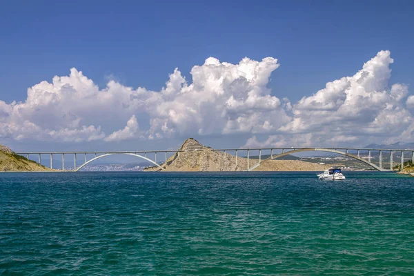 Bridge to the island of Krk. Krk is the big island of the Croatian coast of the Adriatic Sea. European travel. Horizontal view.