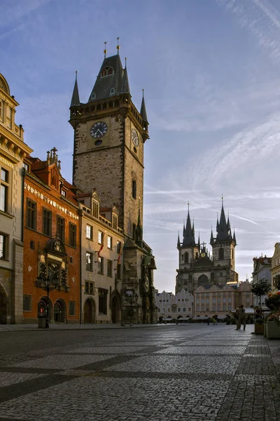 Praha Stará Radnice Staroměstské Náměstí Týnský Kostel Panny Marie Noci — Stock fotografie