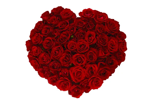 Καρδιά Του Όμορφα Κόκκινα Τριαντάφυλλα Απομονωμένα Λευκό Φόντο Αφηρημένη Τέχνη — Φωτογραφία Αρχείου
