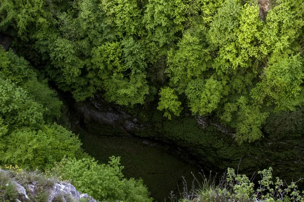  Moravian Karst mağara sisteminde Macocha Abyss, Çek Cumhuriyeti 'ndeki en büyük uçurum. Çek Cumhuriyeti, Avrupa. Avrupa seyahati.