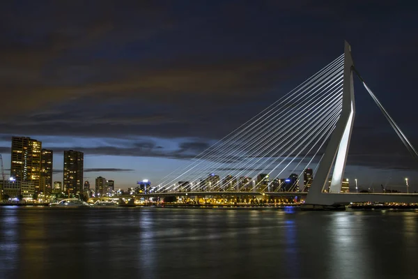 Vista Del Puente Erasmus Sobre Río Nieuwe Maas Nueva Mosa — Foto de Stock