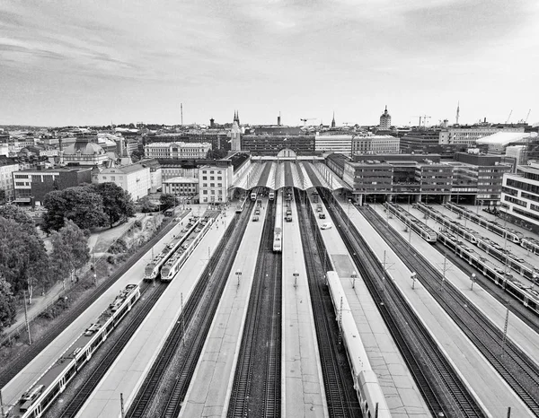 Aerial View Helsinki Train Station Black White — Stock Photo, Image