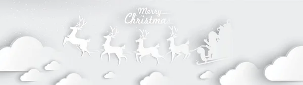 God Jul Och Gott Nytt Illustration Jultomten Himlen Med Rensläde — Stock vektor