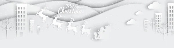 God Jul Och Gott Nytt Illustration Jultomten Himlen Med Rensläde — Stock vektor