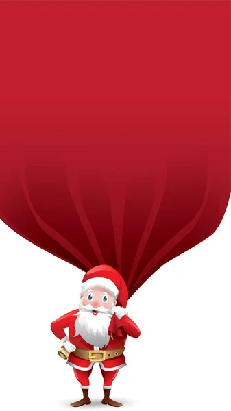 Санта Клауса Витягаючи Величезні Мішок Подарунків Або Присутній Пустий Реклама — стоковий вектор