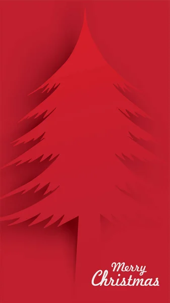 Frohe Weihnachten Und Ein Glückliches Neues Jahr Rote Weihnachtskiefer Papier — Stockvektor