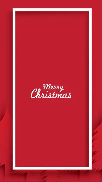 Mutlu Noeller ve mutlu yeni yıl kırmızı xmas çam ağacı kağıt sanat stil stil vektör çizim, tatil dekorasyon kart tasarımı, afiş, poster ve davet arka plan kesmek