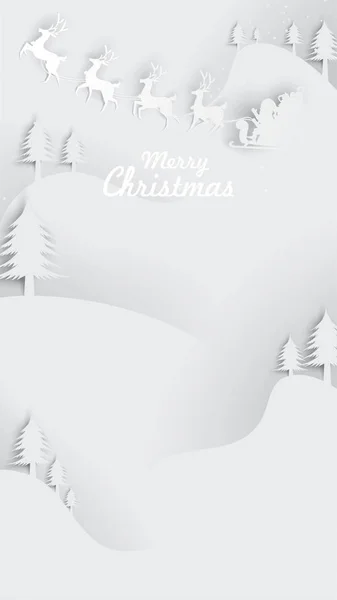 Christmas Gratulationskort Bakgrunden Design Med Stiliserade Renar Och Julgran Papper — Stock vektor