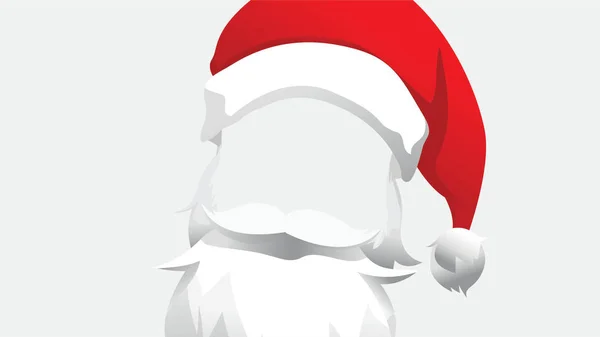 Санта Клауса Капелюх Обличчя Борода Ізольовані Білому Тлі Дизайн Простору — стоковий вектор