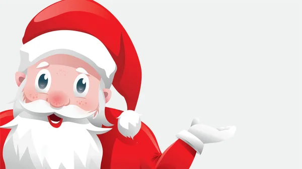 Roztomilý Kreslený Santa Claus Ruku Představující Text Nebo Produktu Izolovaných — Stockový vektor