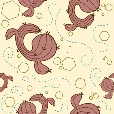 Kaktüs ile Seamless modeli tasarım vektör. Tekstiller için yazdırın. Vektör çizim arka plan.