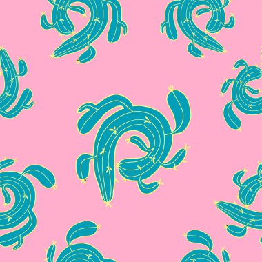 Kaktüs ile Seamless modeli tasarım vektör. Tekstiller için yazdırın. Vektör çizim arka plan.