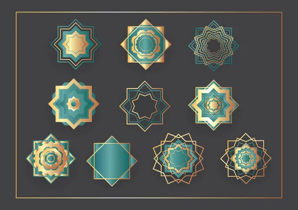 geometrik şekil arabesk İslam desenleri kümesi-ebilmek var olmak kullanılmış için duvar kağıdı, desen dolgularını, tekstil, web sayfası arka planı, yüzey dokuları, resim reklam broşür, afiş için.