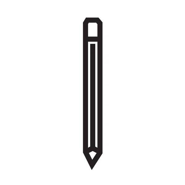 Icône Crayon Bois Contour Noir Blanc — Image vectorielle