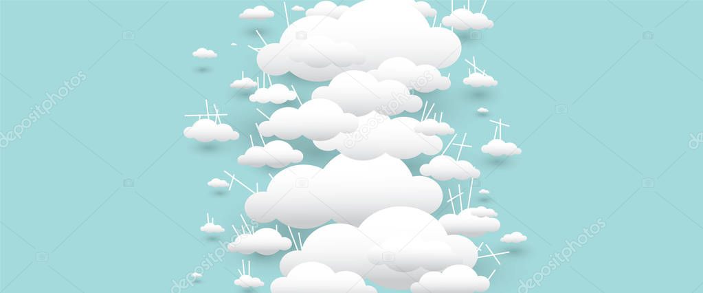 Vector abstract cloud background for text on blank background and copy space with fun design style