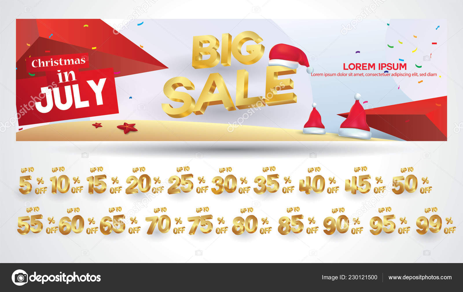 Christmas July Sale s Set Vector Badges Template Percent Sale Stock Vector C Vavectors