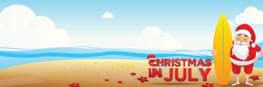 Haziran, Temmuz, Ağustos, Noel poster, pazarlama, reklam, yaz Satılık, tebrik kartı. Santa için metin kopya alanı ile yaz aylarında