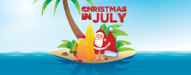 Haziran, Temmuz, Ağustos, Noel poster, pazarlama, reklam, yaz Satılık, tebrik kartı. Santa için metin kopya alanı ile yaz aylarında