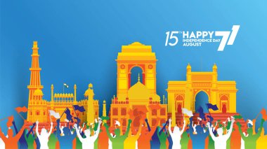 vektör çizimi 15 Ağustos Hindistan Bağımsızlık Günün kutlu olsun. Özgürlük Hint 71 yıl