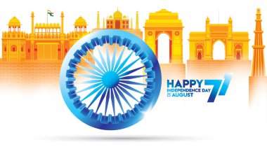 vektör çizim ünlü Hindistan anıt arka plan için 15 Ağustos bağımsızlık günün kutlu olsun. Özgürlük Hint 71 yıl