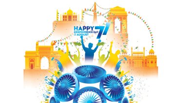 vektör çizimi 15 Ağustos Hindistan Bağımsızlık Günün kutlu olsun. Özgürlük Hint 71 yıl