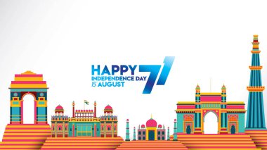 vektör çizim ünlü Hindistan anıt arka plan için 15 Ağustos bağımsızlık günün kutlu olsun. Özgürlük Hint 71 yıl