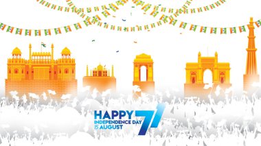 vektör çizimi 15 Ağustos Hindistan Bağımsızlık Günün kutlu olsun. Özgürlük Hint 71 yıl