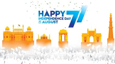 vektör çizimi 15 Ağustos Hindistan Bağımsızlık Günün kutlu olsun. Özgürlük Hint 71 yıl