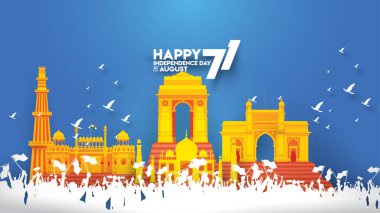 vektör çizimi 15 Ağustos Hindistan Bağımsızlık Günün kutlu olsun. Özgürlük Hint 71 yıl